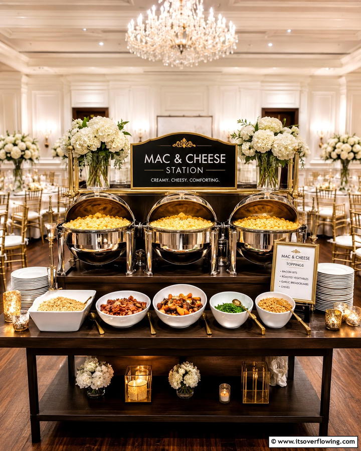 Mac and Cheese Station - 25 Wedding Buffet Ideas for a Memorable Reception