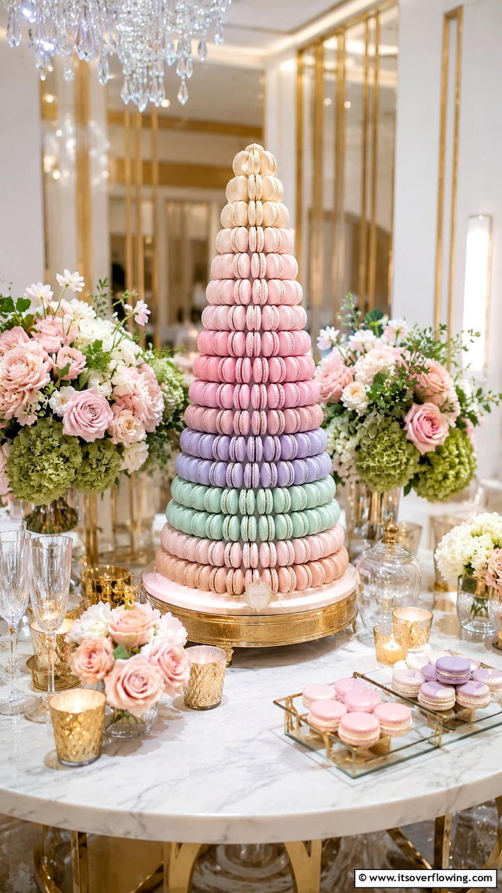 Macaron Tower - 21 Delicious Wedding Dessert Ideas for a Sweet Celebration