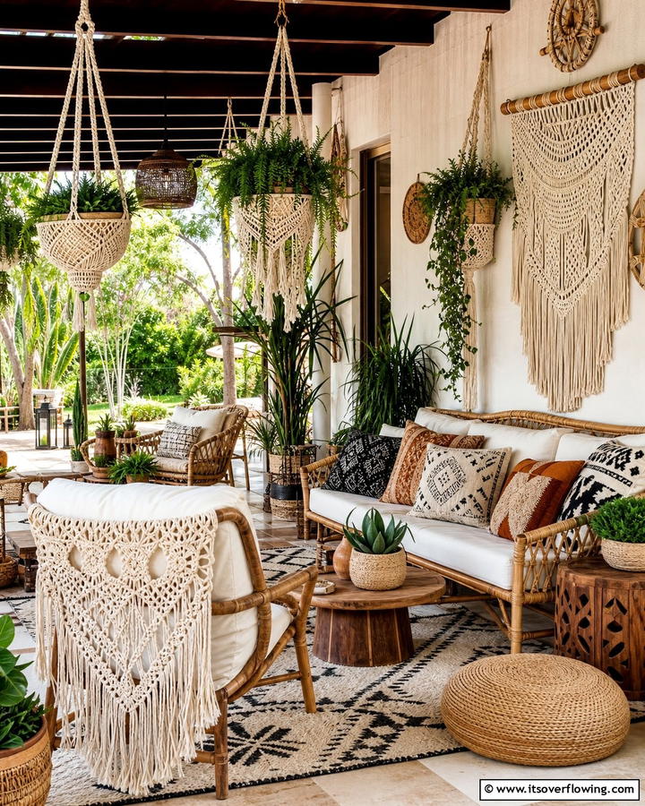 Macrame Accents for a Bohemian Touch - 25 Cozy Boho Patio Ideas for Relaxing Outdoor Spaces