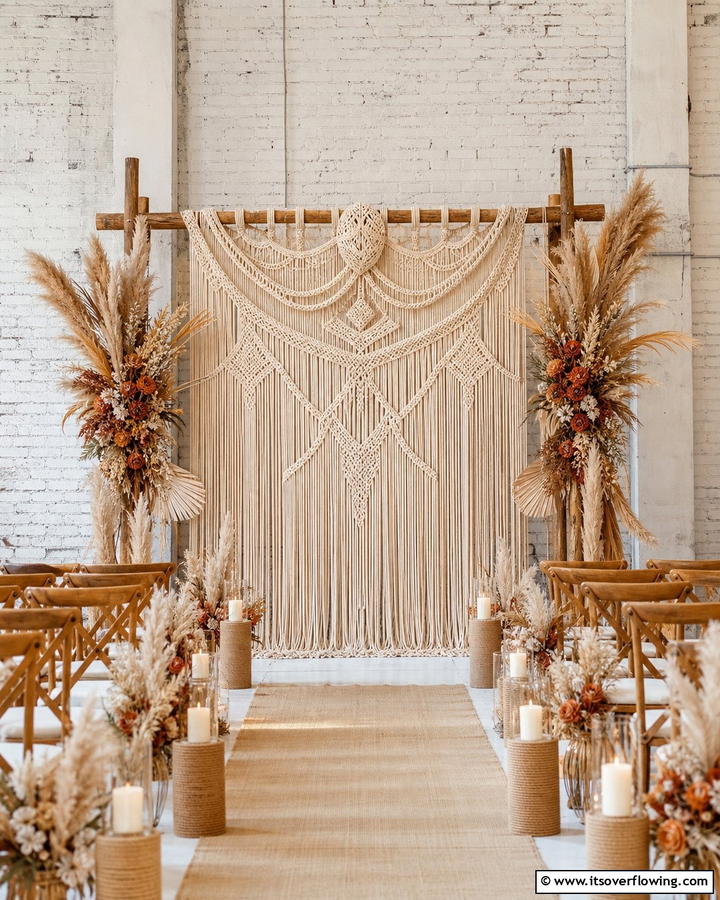 Macrame Backdrop Displays - 21 Boho Wedding Ideas for a Free-Spirited Celebration