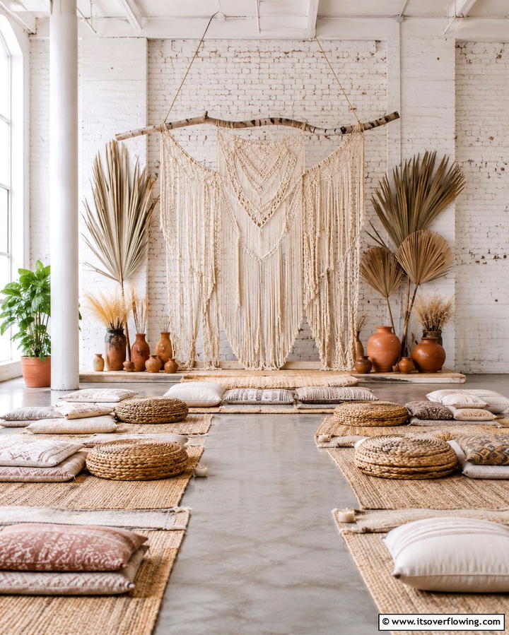 Macrame Backdrop - 30 Stunning Wedding Altar Design Inspirations