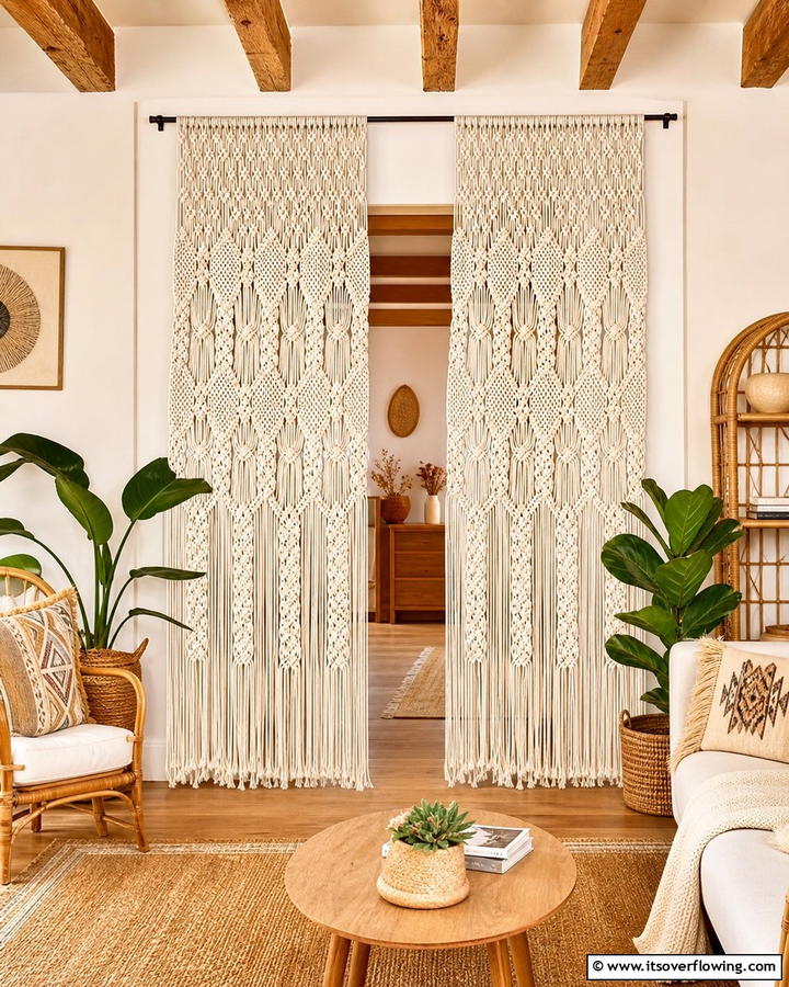 Macrame Curtain Magic - 20 Boho Curtain Ideas to Enhance Your Home’s Style