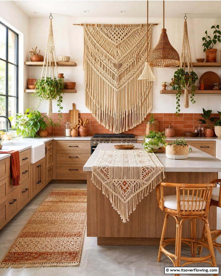 Macrame Decor - 25 Boho Kitchen Ideas for a Cozy and Eclectic Vibe