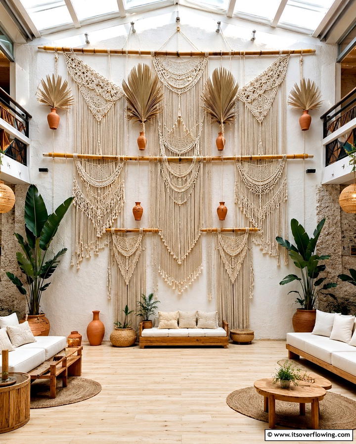 Macrame Hanging Decor - 30 Beautiful Wedding Backdrop Design Inspirations