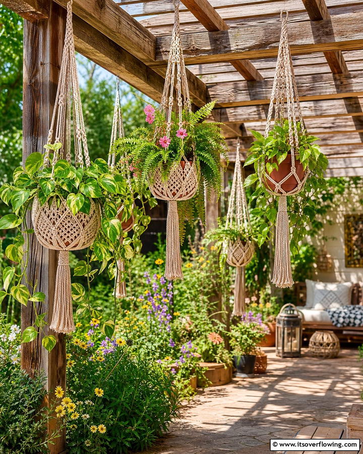 Macrame Plant Hangers - 25 Enchanting Boho Garden Ideas for Outdoor Bliss