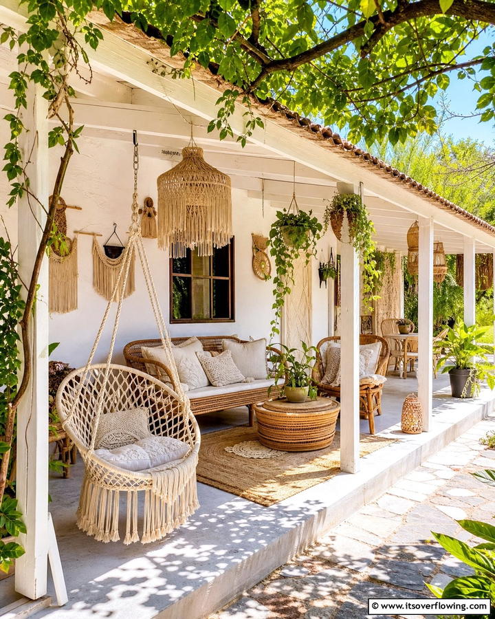 Macrame Porch Decor - 25 Boho House Exterior Ideas for a Unique and Colorful Look