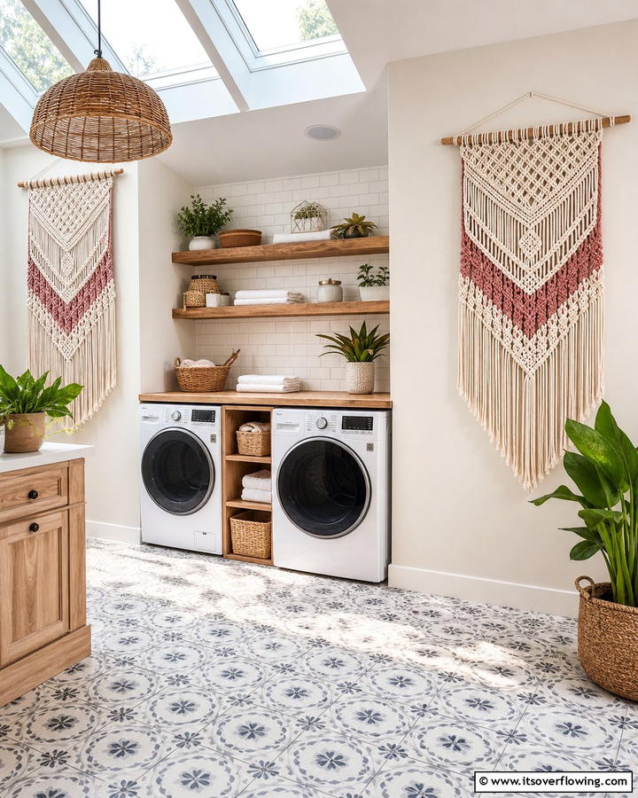 Macrame Wall Hangings - 25 Boho Laundry Room Ideas for a Stylish and Functional Space