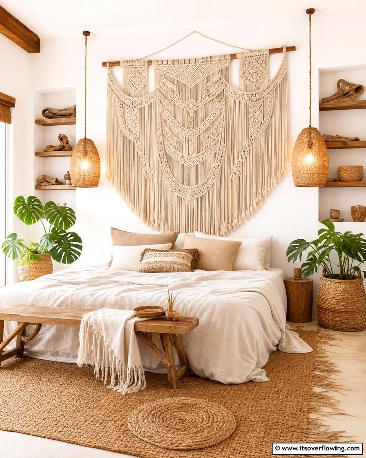 Macrame Wall Hangings for Artistic Flair - 20 Boho Beach Bedroom Ideas for a Relaxing Retreat
