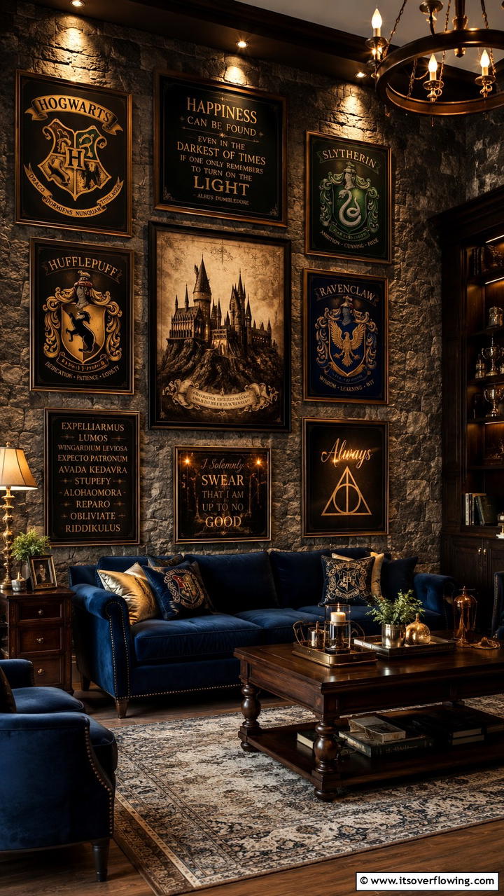 Magical Wall Art Display - 30 Harry Potter Decor Ideas- Magical Themed Room Designs