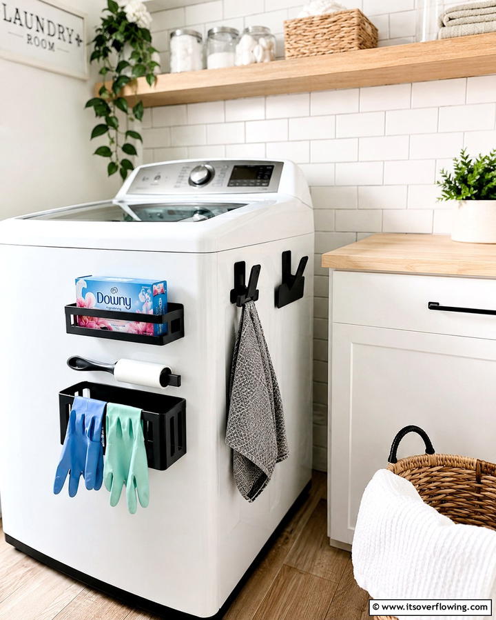 Magnetic Accessories for Metal Surfaces - 20 Small Laundry Room Ideas With a Top Load Washing Machine