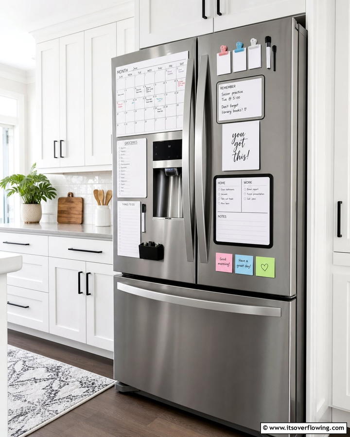 Magnetic Fridge Command Center - 25 Command Center Ideas to Organize Your Home and Life