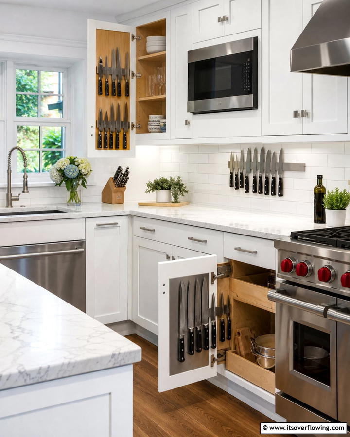 Magnetic Knife Holders - 21 Kitchen Cabinet Organization Ideas for Clutter-Free Spaces