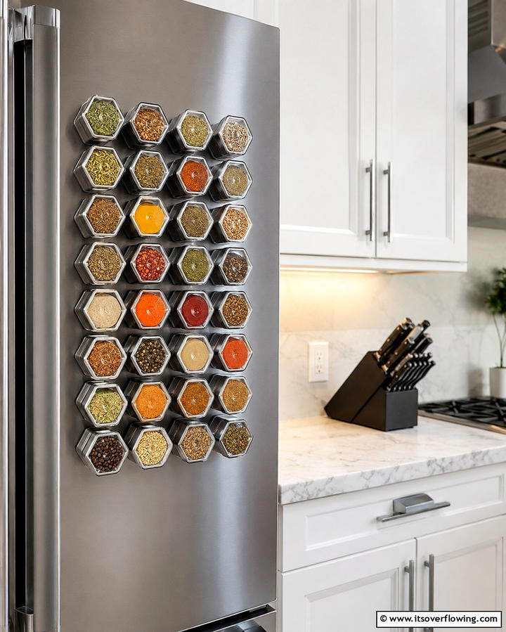 Magnetic Spice Jars - 25 Spice Rack Ideas to Organize Your Kitchen