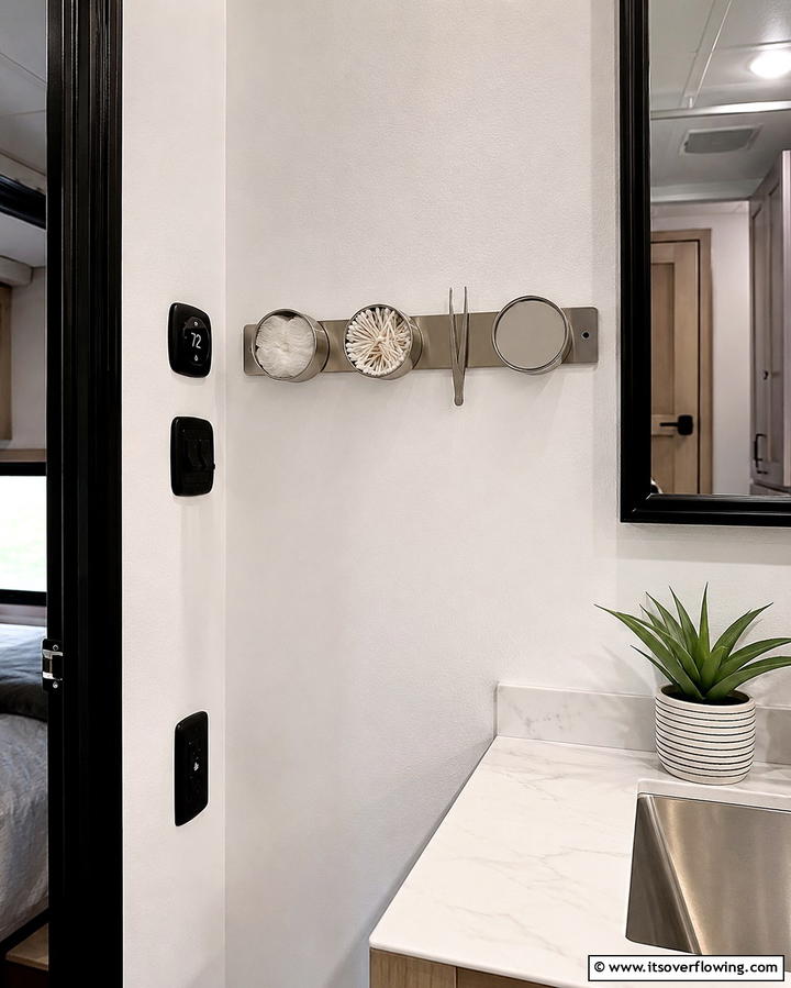 Magnetic Storage Solutions - 25 Small RV Bathroom Ideas for Compact Spaces