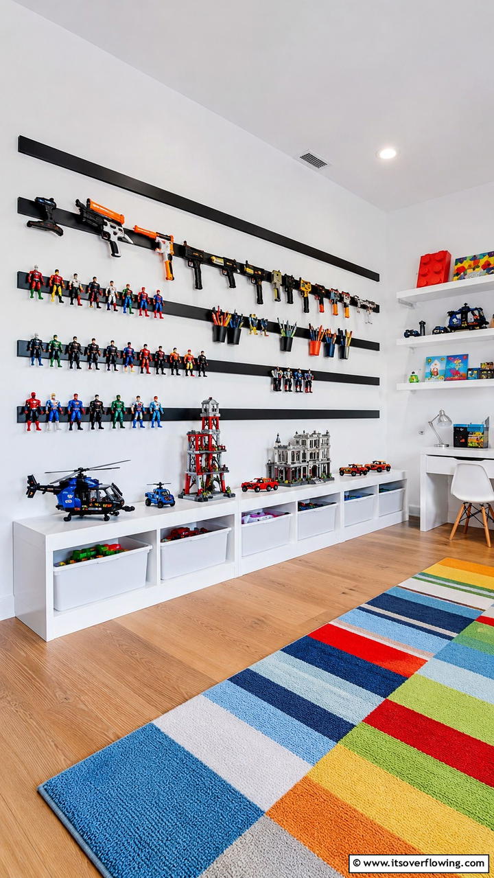 Magnetic Storage Strips - 21 Smart Toy Storage Ideas to Declutter Kids’ Spaces Efficiently