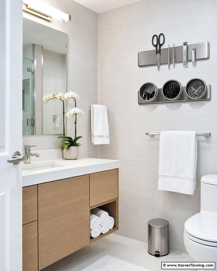 Magnetic Storage Strips - 20 Bathroom Wall Storage Ideas for Organization