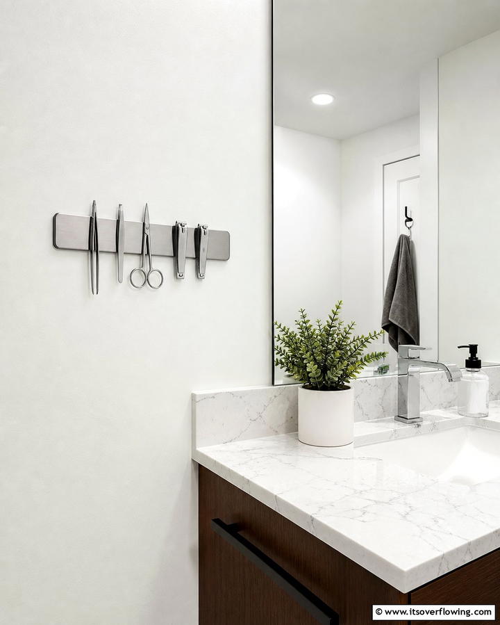 Magnetic Strips for Metal Tools - 25 Bathroom Counter Organization Ideas for a Clutter-Free Space