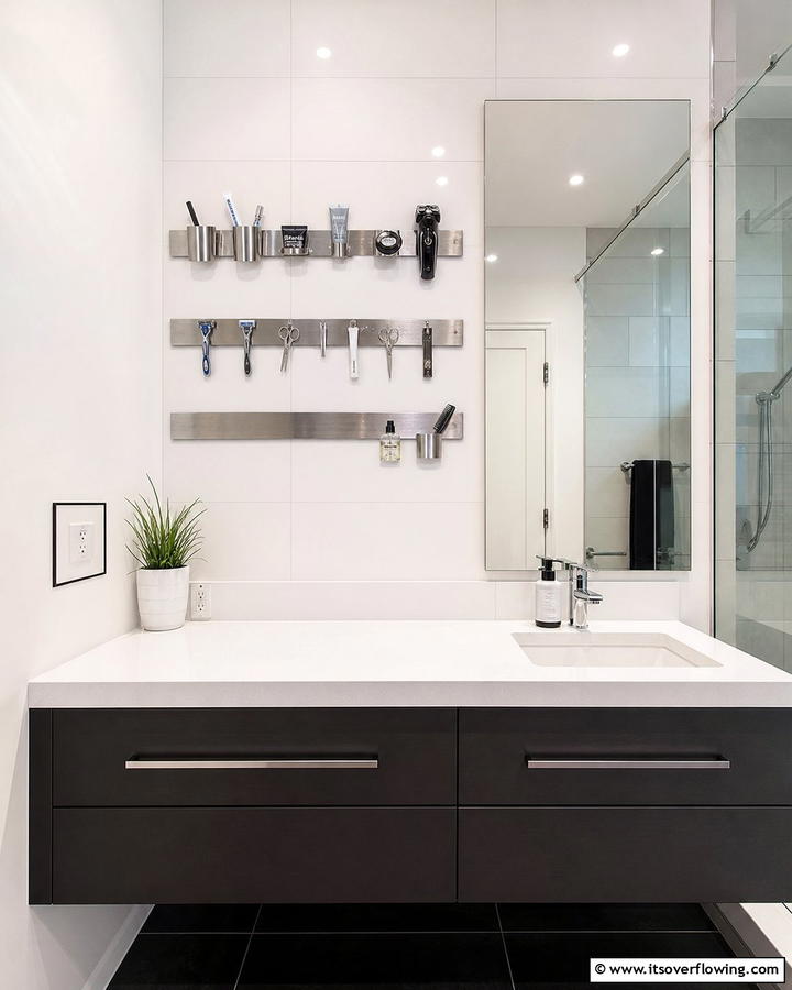 Magnetic Strips for Organizing Small Items - 21 Small Bathroom Storage Solutions for Clutter-Free Spaces