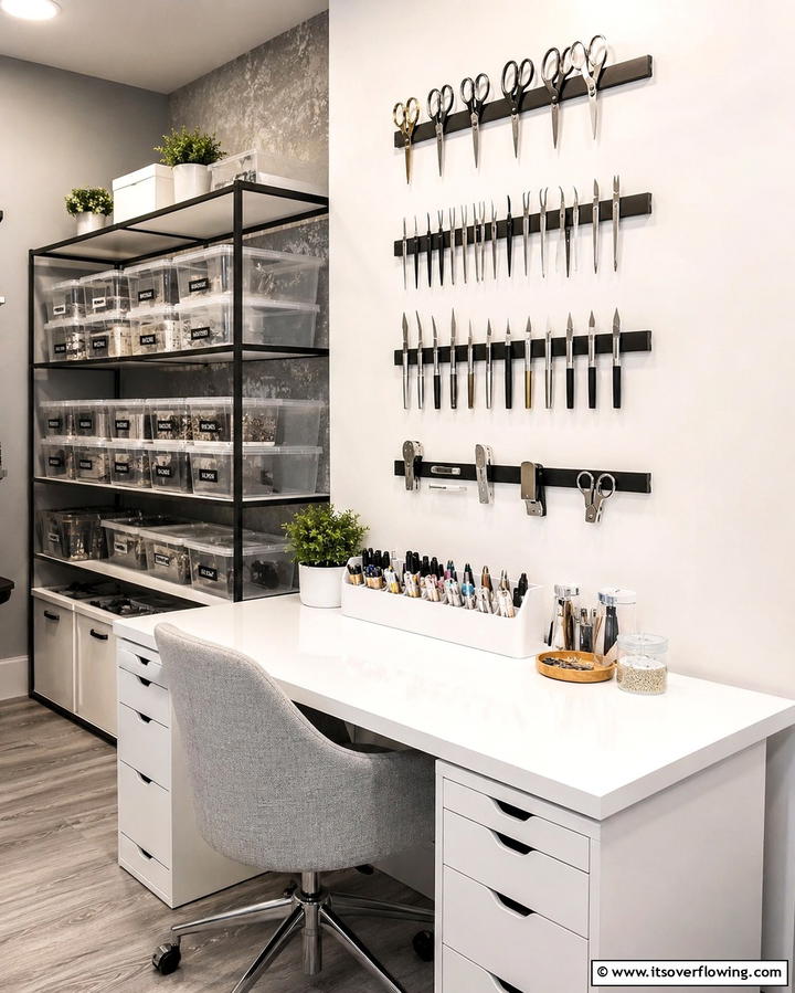 Magnetic Strips for Small Metal Tools - 25 Craft Room Organization Ideas for Creative Spaces