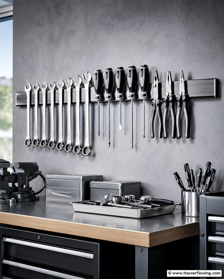 Magnetic Tool Holder - 25 Motorcycle Garage Ideas for Bike Enthusiasts