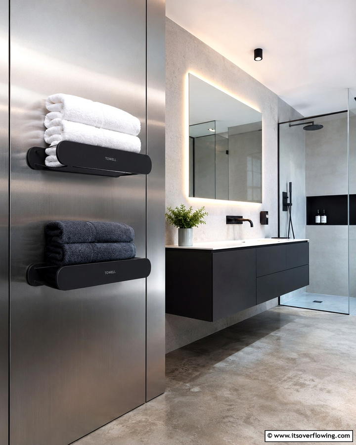 Magnetic Towel Holders - 30 Towel Storage Ideas for Organized and Stylish Bathrooms