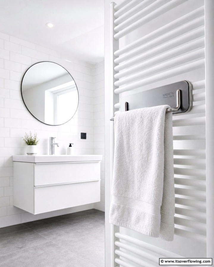 Magnetic Towel Rack - 25 Creative Bathroom Towel Rack Ideas for Your Space