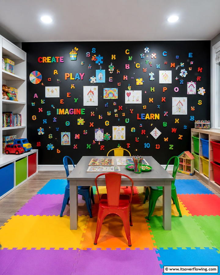 Magnetic Wall - 25 Fun Basement Playroom Ideas for Kids of All Ages