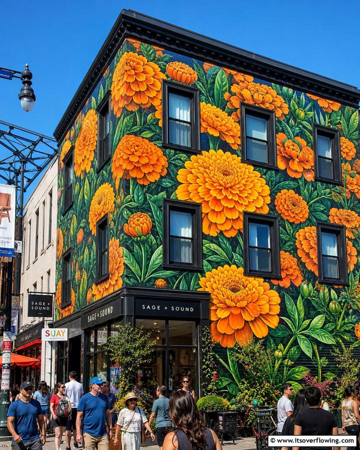 Magnificent Marigold Blooms - 20 Stunning Flower Murals on Buildings Around the World