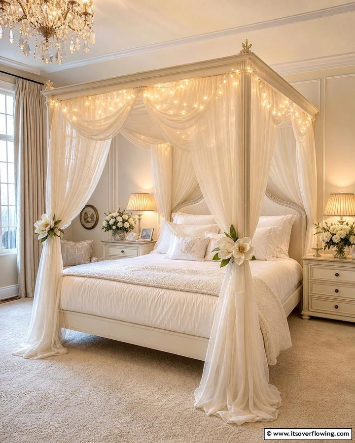 Magnolia Canopy Beds for Romantic Vibes - 20 Magnolia Bedroom Ideas for a Serene Retreat