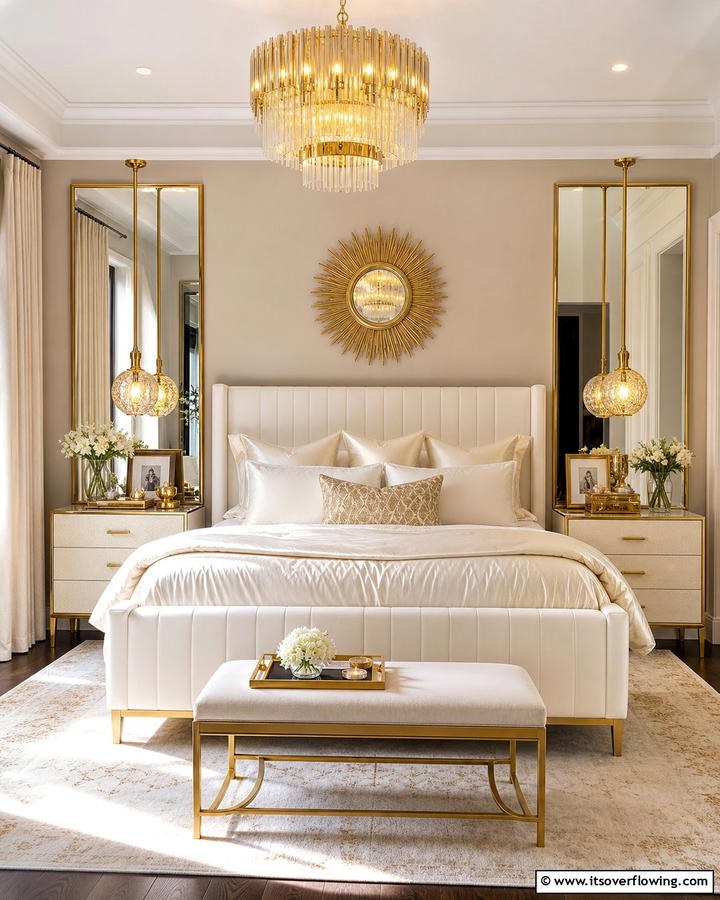 Magnolia and Gold Accents for Luxury - 20 Magnolia Bedroom Ideas for a Serene Retreat