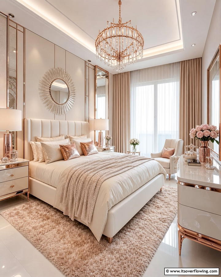 Magnolia and Metallics for Modern Glam - 20 Magnolia Bedroom Ideas for a Serene Retreat