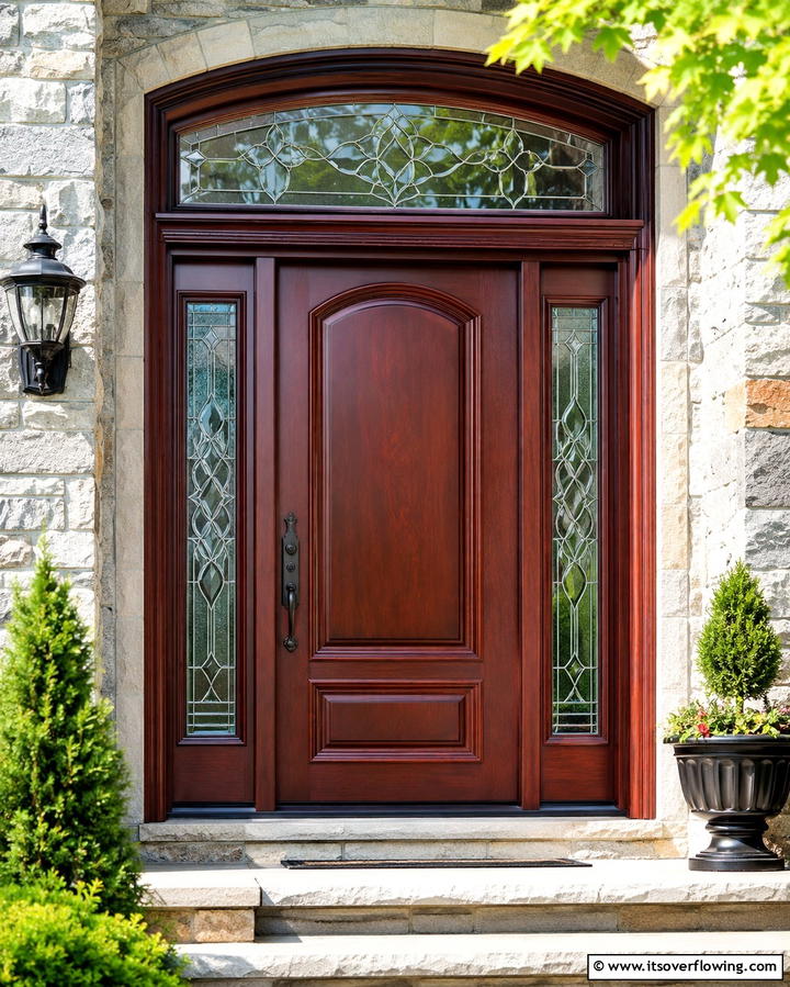 Mahogany Sophistication - 25 Stained Front Door Ideas for Curb Appeal