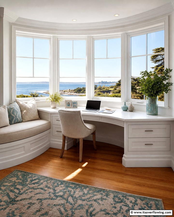 Making Use of Bay Windows - 25 Desk in Front of Window Ideas for a Bright Workspace