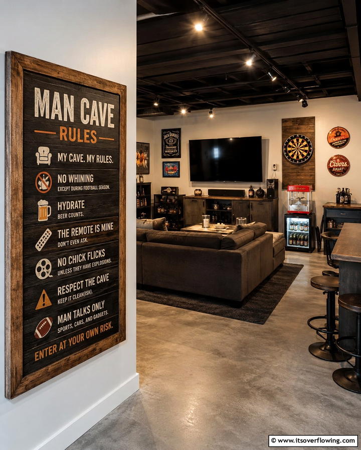 Man Cave Rules Sign - 20 Man Cave Sign Ideas for a Personalized Space