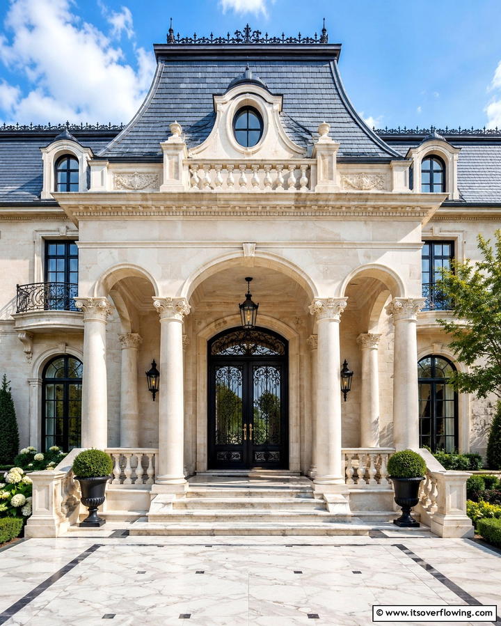 Mansard Roof for Sophistication - 25 Front Porch Roof Ideas- Enhance Your Home’s Curb Appeal