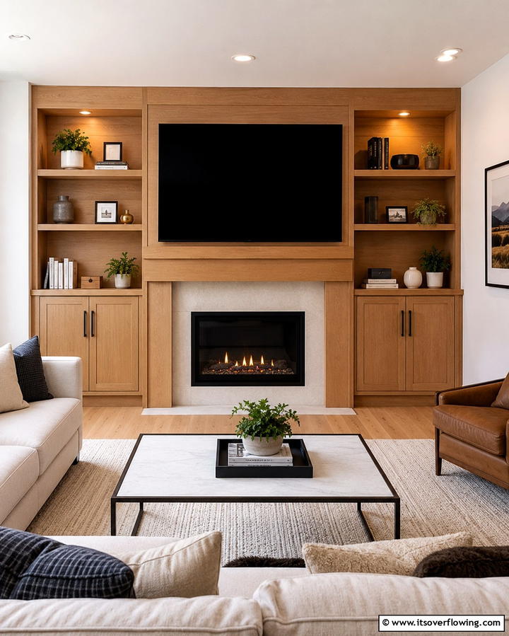 Mantel with Built In Storage - 20 Wood Mantel Ideas for a Cozy and Stylish Fireplace