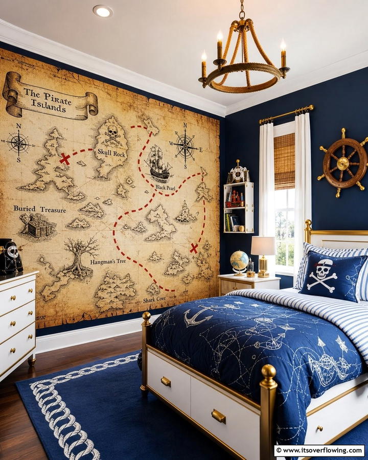 Map Wall Art - 20 Pirate-Themed Bedroom Ideas for Adventurous Kids