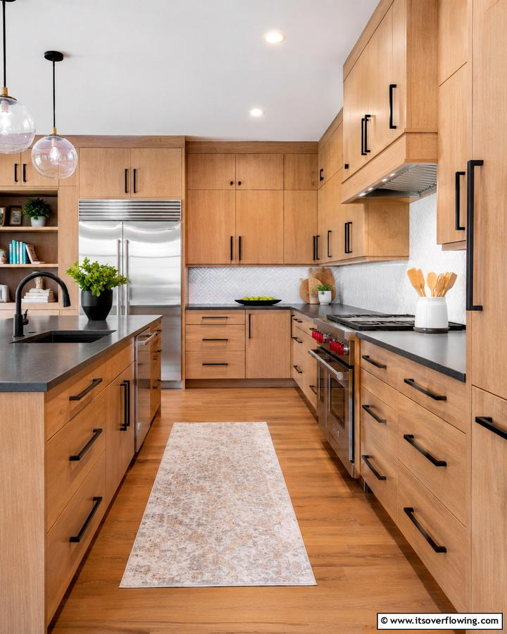 Maple Cabinets with Bold Hardware - 25 Maple Kitchen Cabinets Ideas for a Warm Look