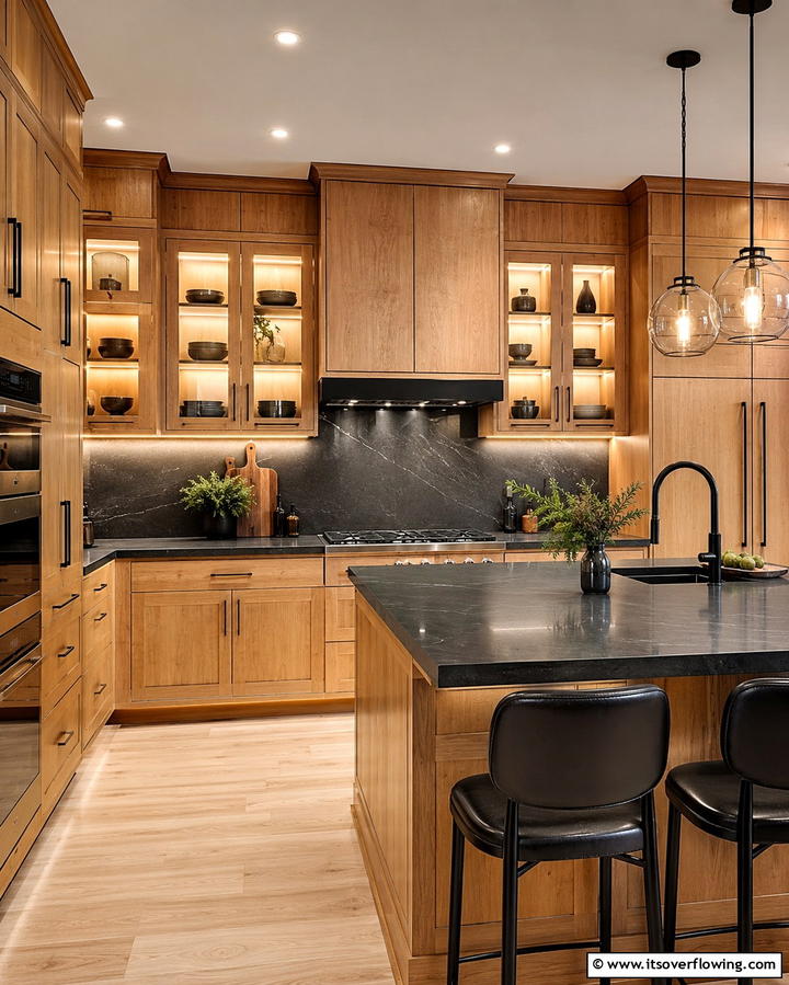 Maple Cabinets with Built In Lighting - 25 Maple Kitchen Cabinets Ideas for a Warm Look