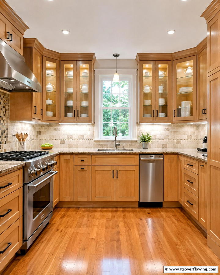 Maple Cabinets with Glass InsertsExact - 25 Maple Kitchen Cabinets Ideas for a Warm Look