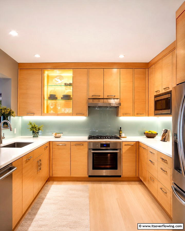 Maple Cabinets with Integrated Lighting - 25 Maple Kitchen Cabinets Ideas for a Warm Look