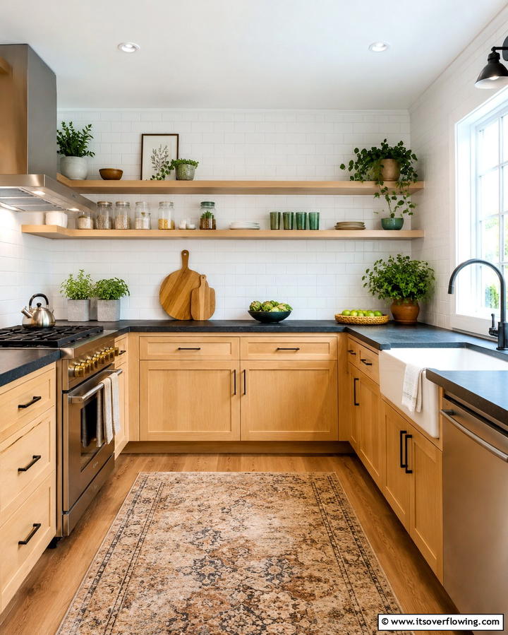 Maple Cabinets with Open ShelvingOne - 25 Maple Kitchen Cabinets Ideas for a Warm Look