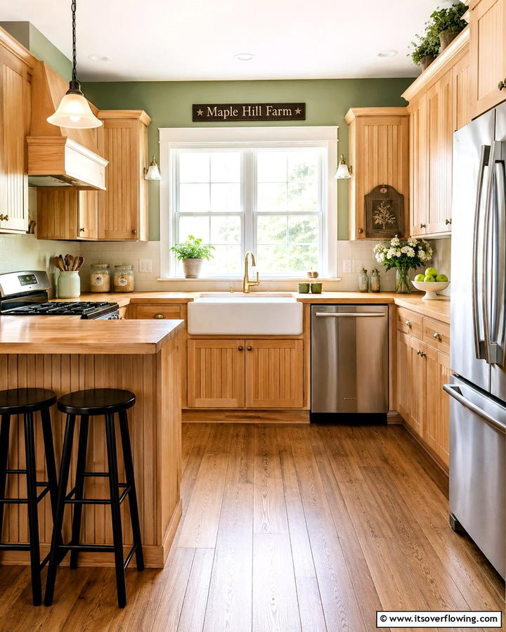 Maple Cabinets with a Beadboard Design - 25 Maple Kitchen Cabinets Ideas for a Warm Look