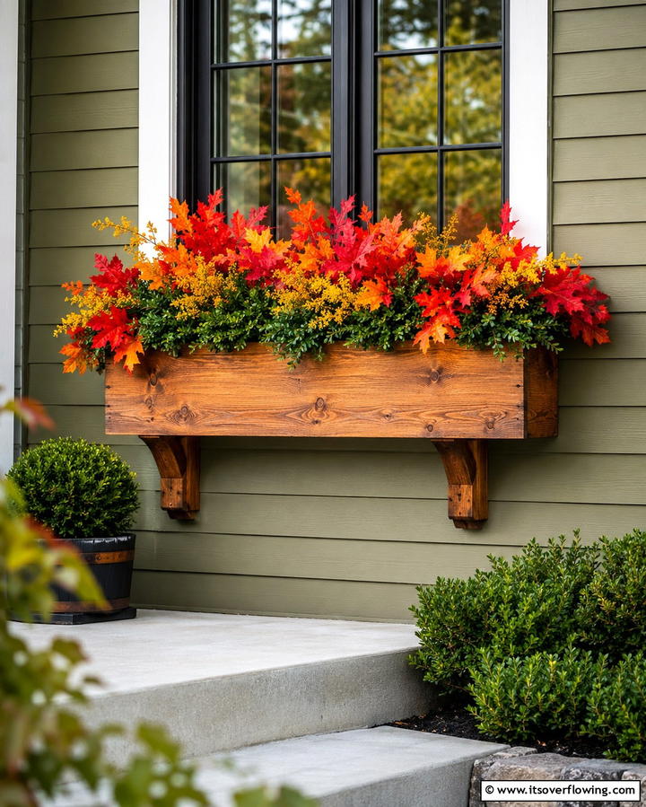 Maple Leaf Medley - 30 Fall Window Box Ideas for Autumn-Inspired Floral Displays