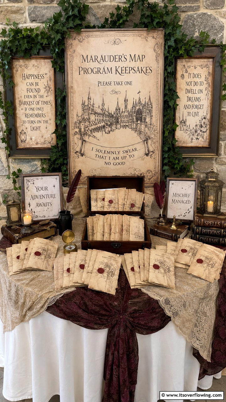 Marauders Map Program Keepsakes - 30 Harry Potter Wedding Ideas- Enchanting Themed Celebrations