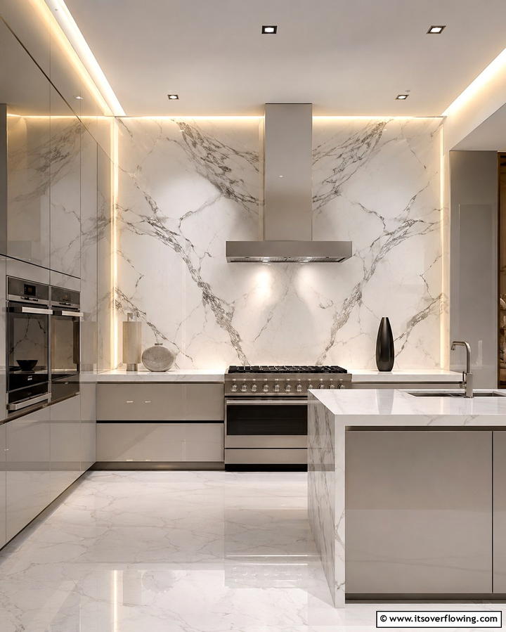 Marble Accent Wall - 25 Kitchen Accent Wall Ideas for a Stylish Upgrade