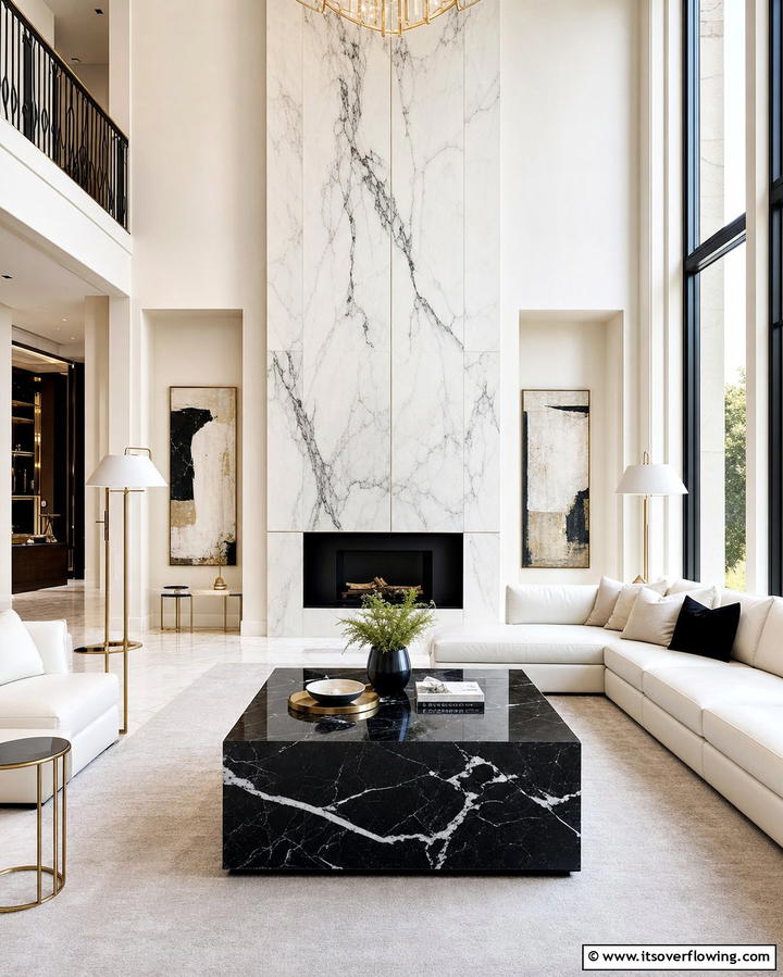 Marble Accents - 25 Luxury Living Room Ideas for a Sophisticated Look