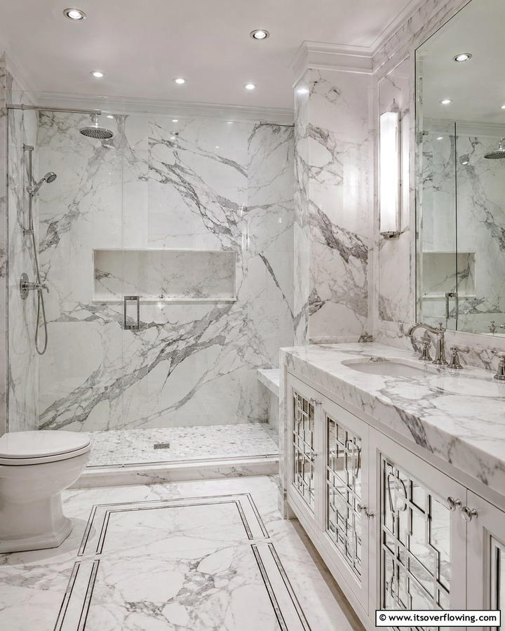 Marble Accents - 30 Art Deco Bathroom Ideas for Glamorous Geometric Design