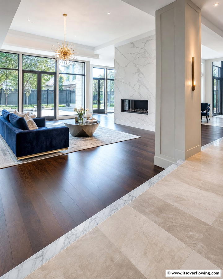 Marble Accents for Luxury - 20 Floor Transition Ideas for a Seamless Look