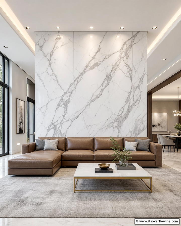 Marble Cladding for Luxurious Ambiance - 25 Feature Wall Ideas to Transform Your Space